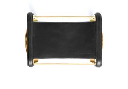 Pair of backless stools Wanderlust in black metal and brass.