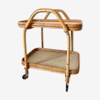 Rattan service, two trays