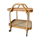 Rattan service, two trays