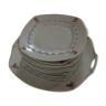 Cake service: 9 square plates and flat dish with ears
