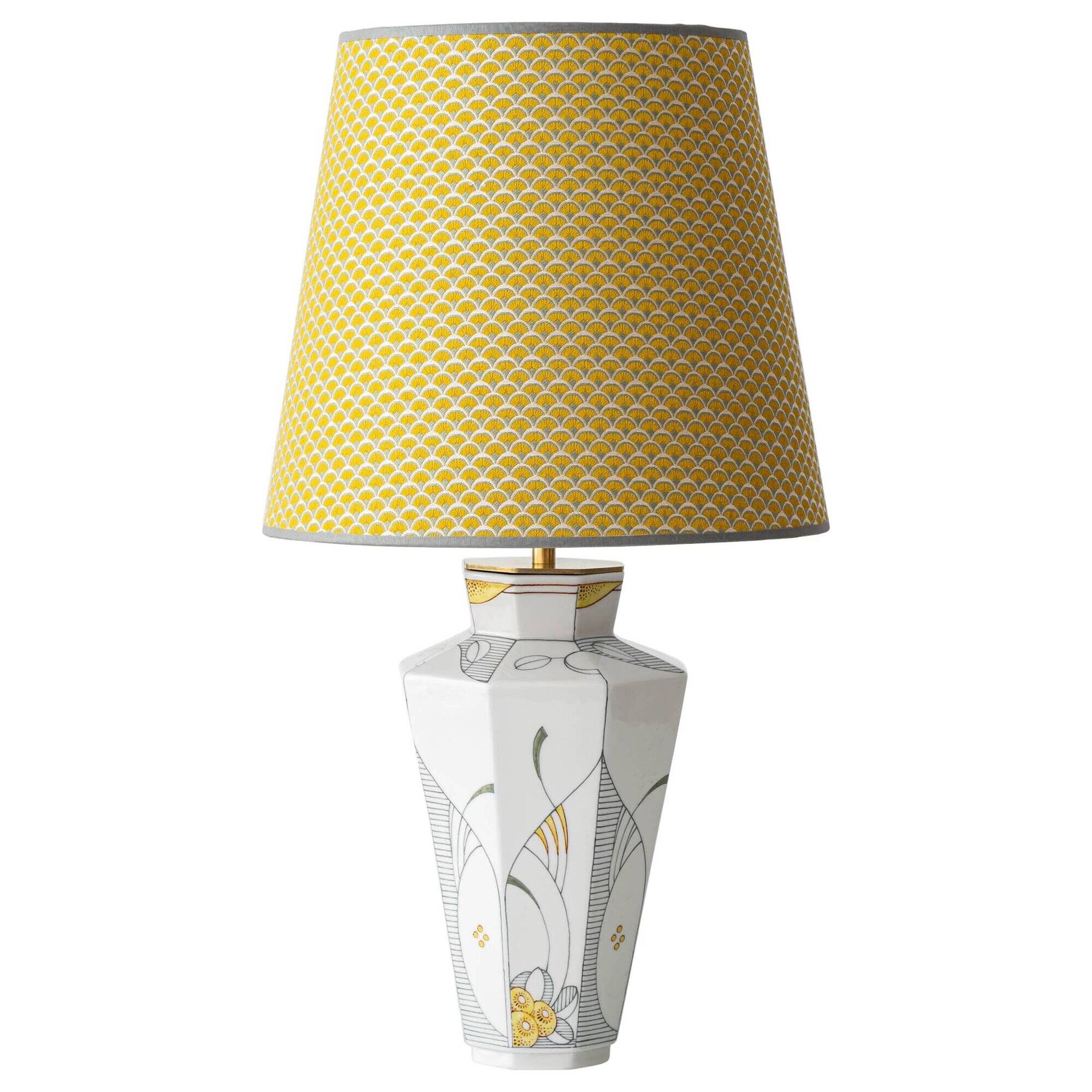 Vintage Art Deco Table Lamp by Royal Delft, Hand-Painted Ceramic