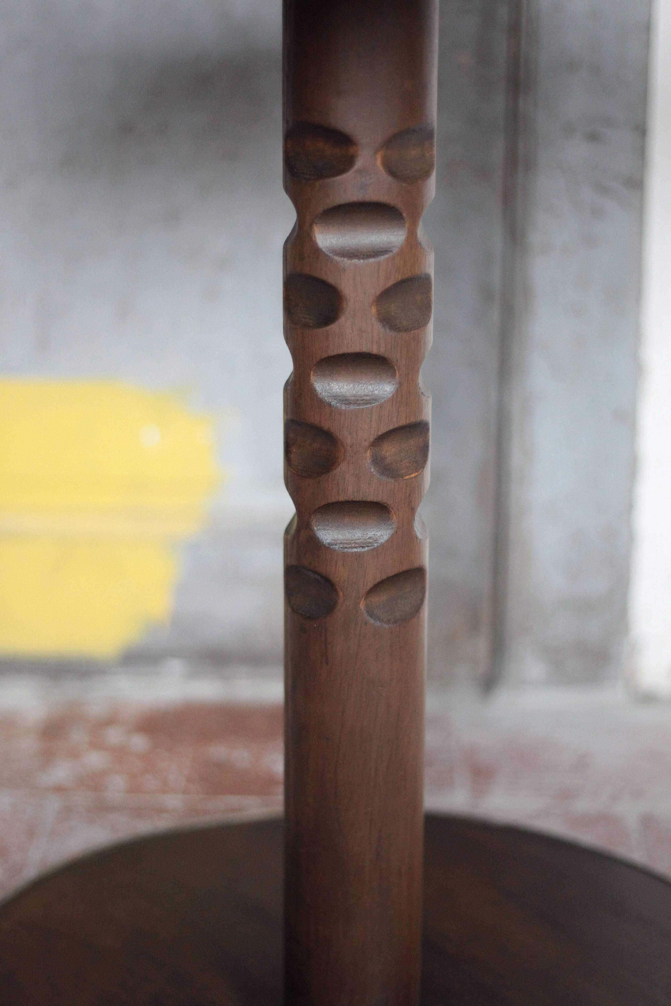 Vintage wooden floor lamp, reading table, carved wooden table, reading light