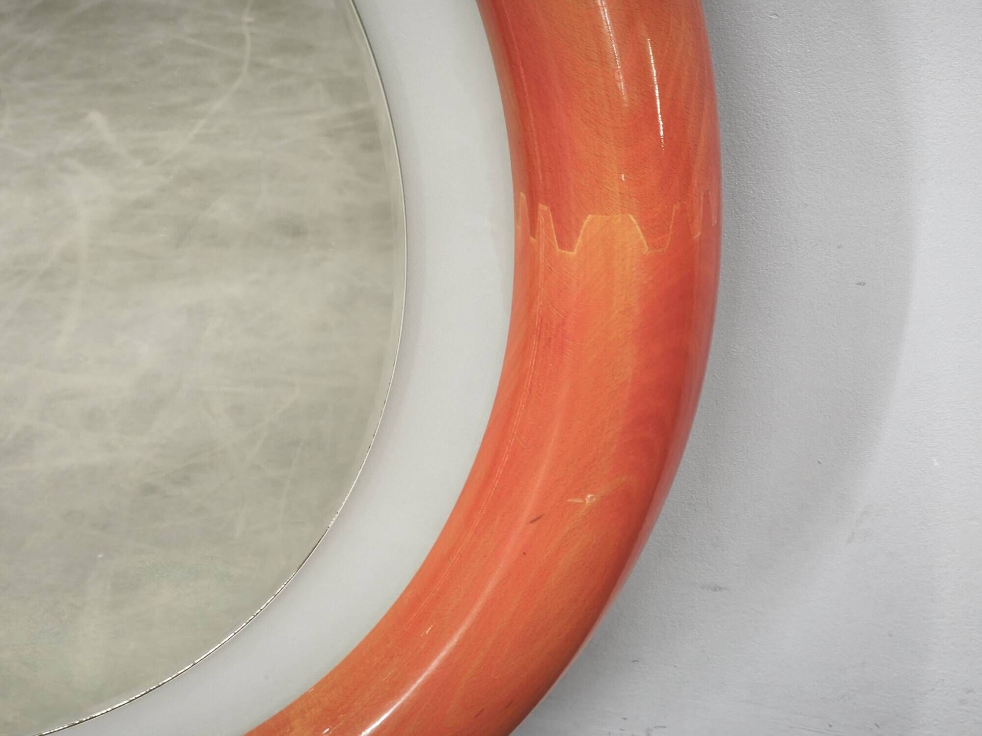 Italian Space Age Illuminated Round Wall Mirror, 1970s