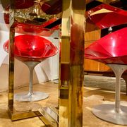 Table à manger Belgo chrome années 70 verre fumé