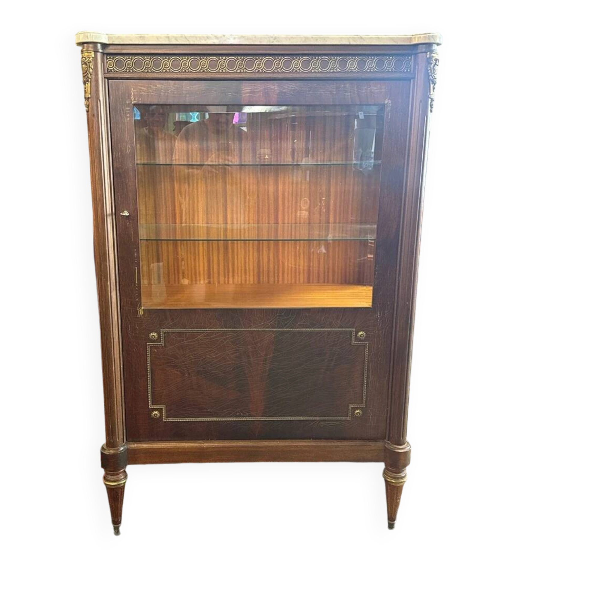 Vitrine ancienne bois marbre – Meuble vintage