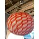 Contemporary Red and White Sphere Pendant in Glass