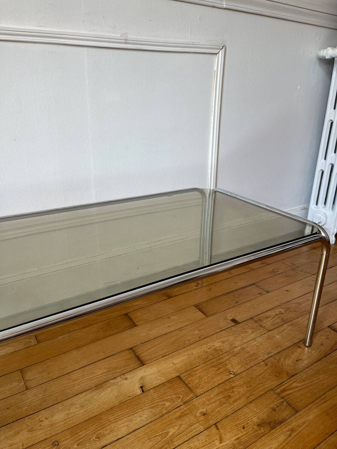 Vintage smoked glass coffee table
