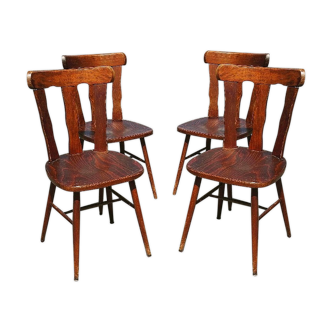 4 bistro chairs wood varnish vintage 1960