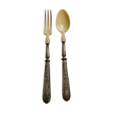 Salad cutlery in solid silver filled hallmark Minerva and horn style louis xv