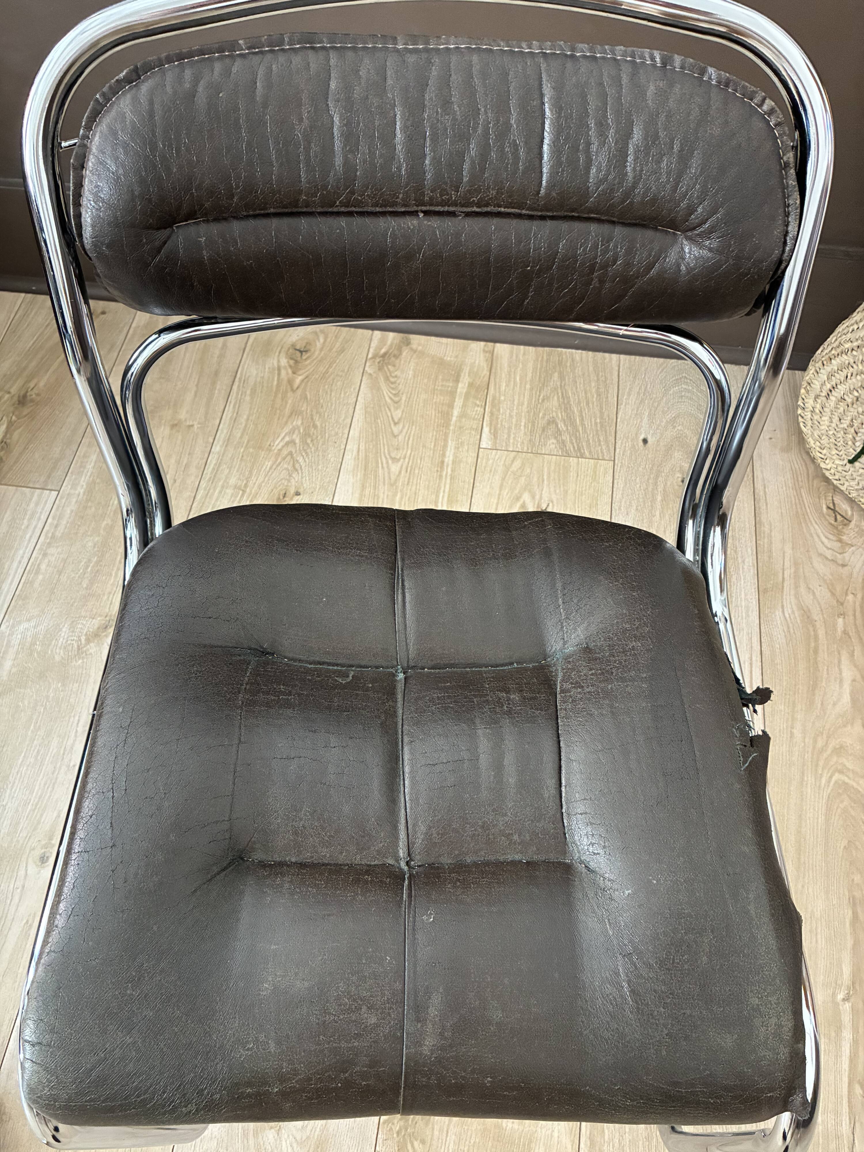 Set of 4 vintage 1970s chrome chairs – Rinaldi style