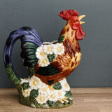 Carafe, pichet coq en barbotine