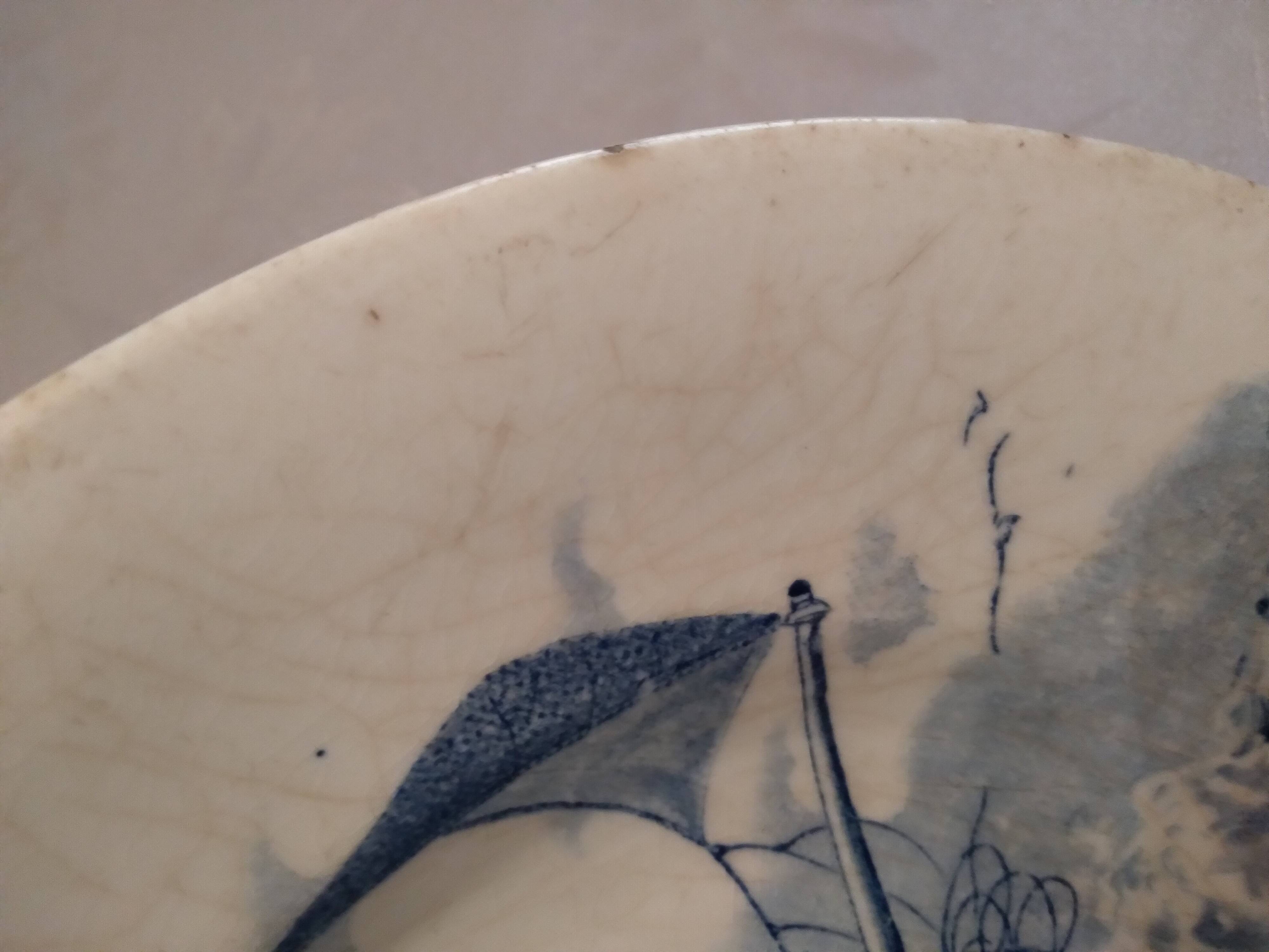 Faience dish of clairefontaine decor marine