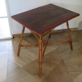 Wooden, bamboo and rattan game table, 1960s