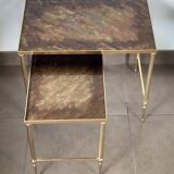 Bronze and eglomised glass nesting tables