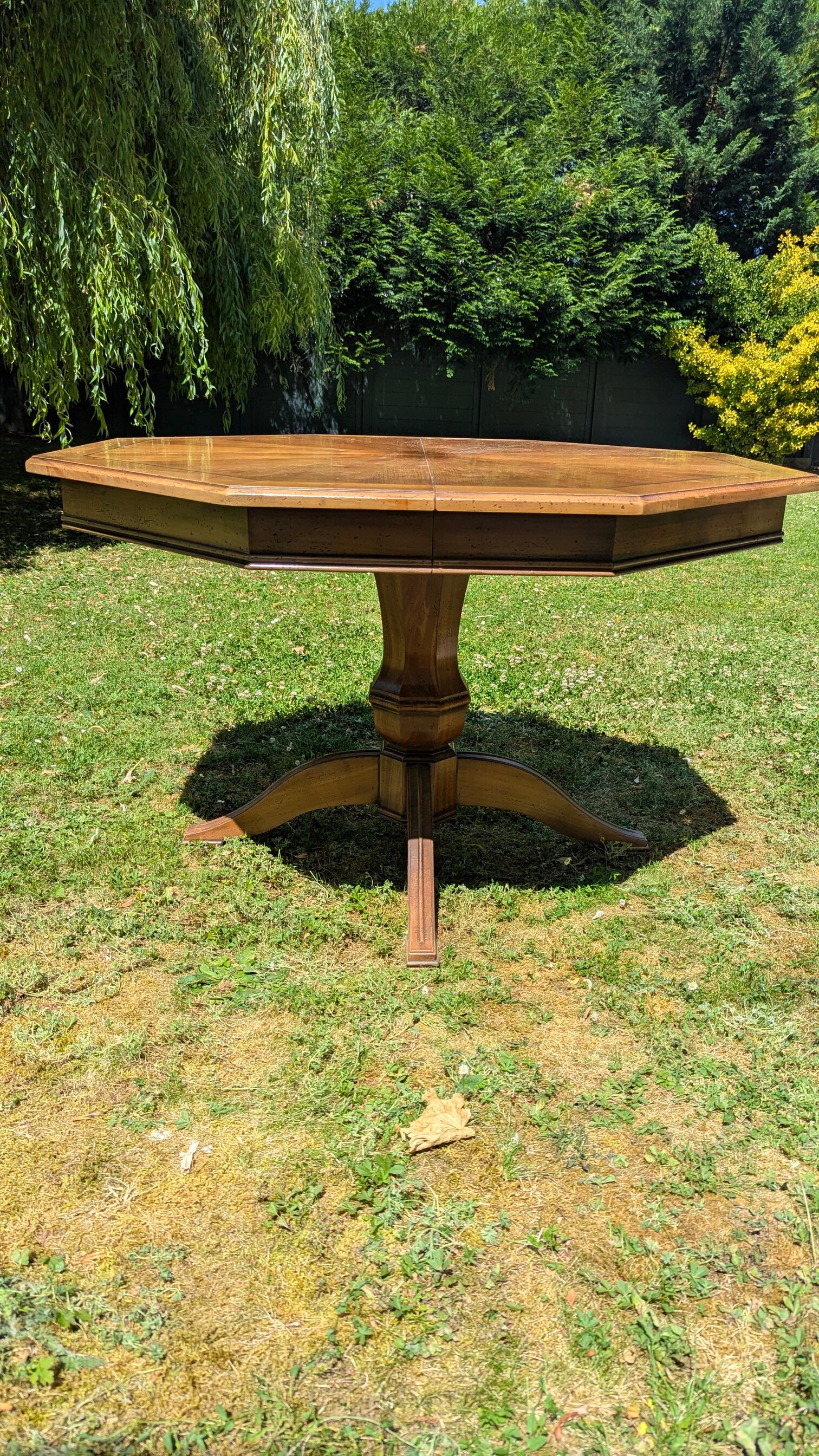 Table de salle à manger octogonale extensible en bois