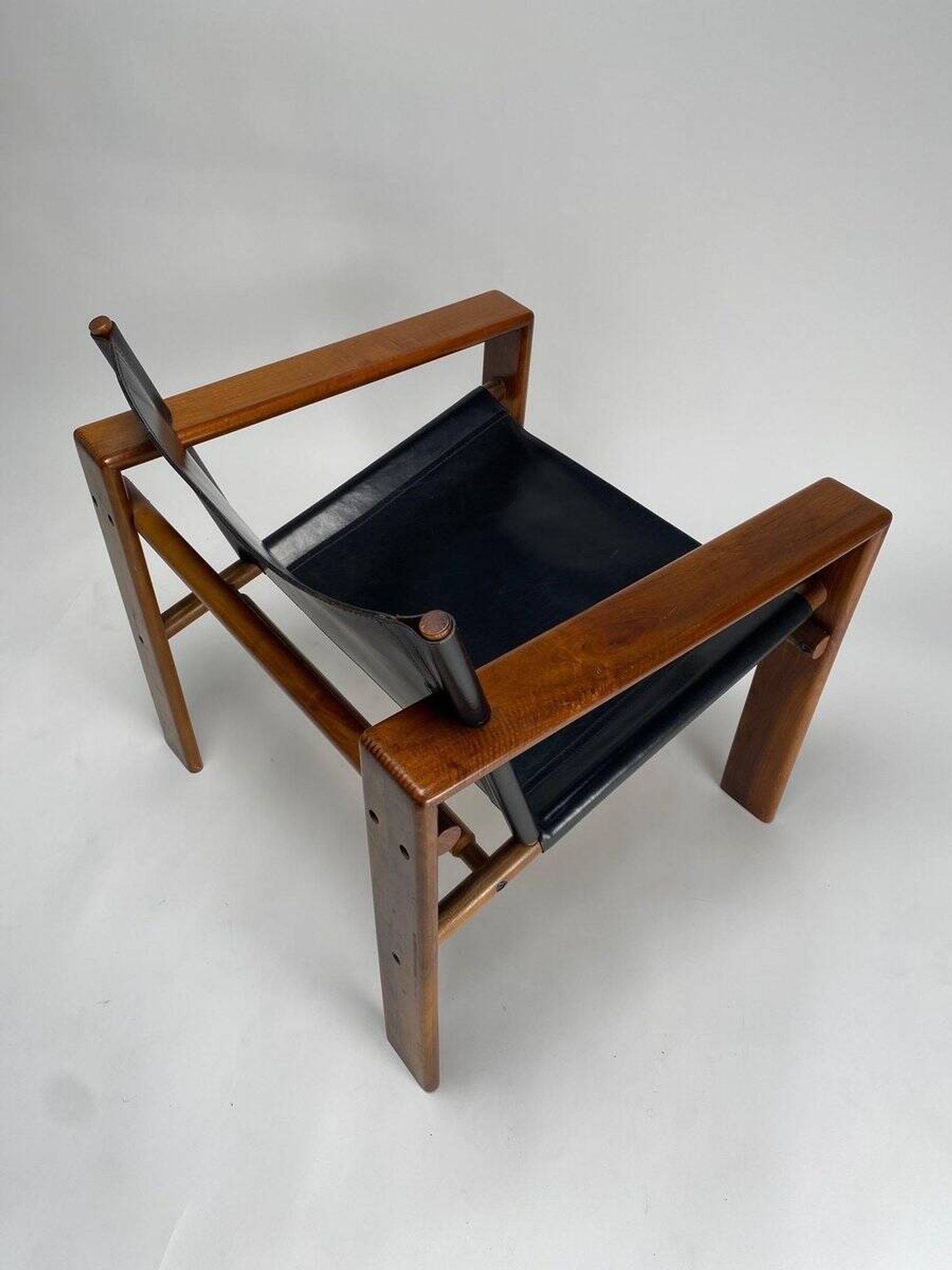 Mid-Century Armchairs in Wood & Leather attributed to Tarcisio Colzani, Italy, 1960s