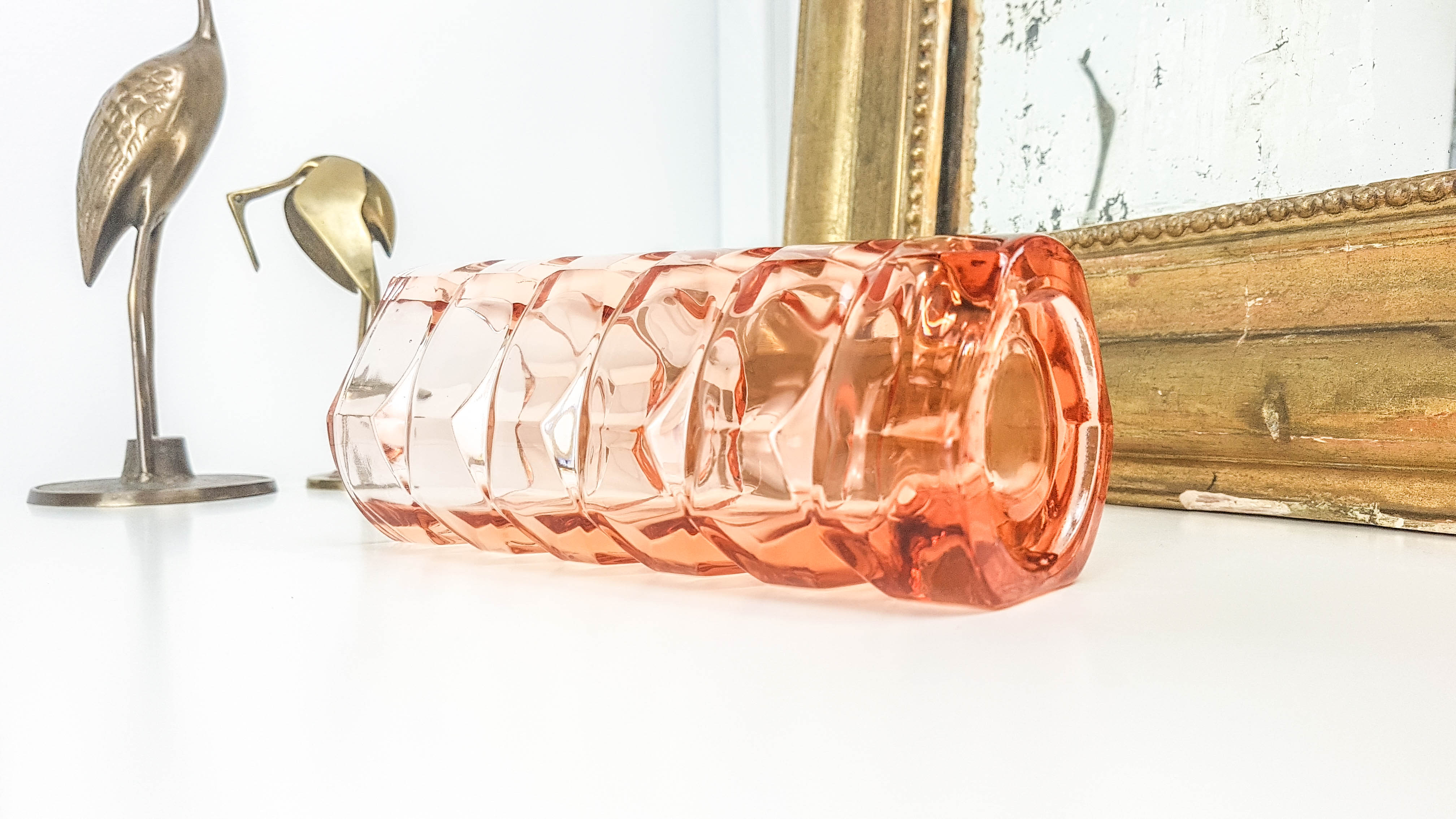 Art Deco geometric pink vase