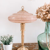 Glass and brass table lamp
