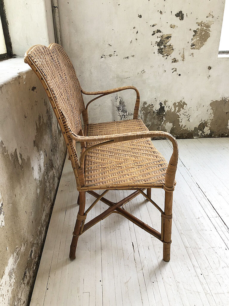Old wicker and rattan bench