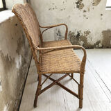 Old wicker and rattan bench