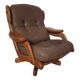 Fauteuil pivotant en bois et cuir, Pays-Bas années 70