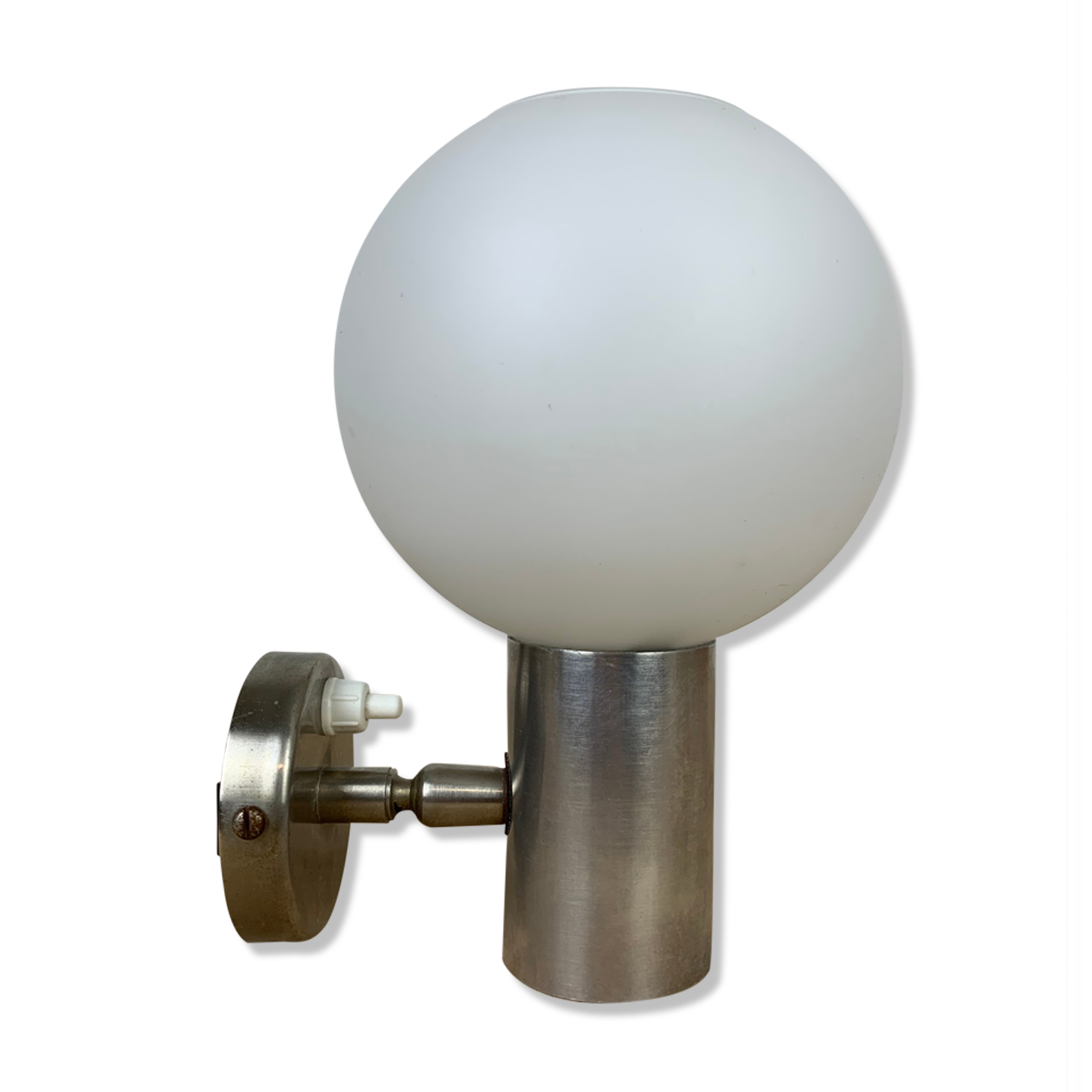 Wall lamp opaline globe aluminum 70s space age