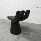 Tabouret, chaise en forme de main, noir et en bois sculpté