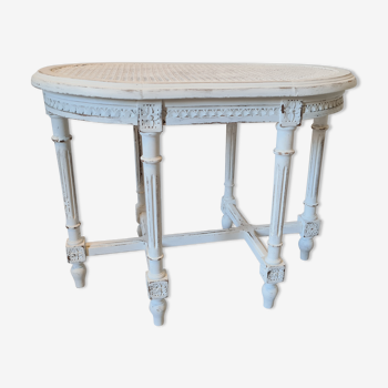 Banc de piano canné style shabby chic