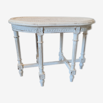 Small piano bench canné shabby chic style