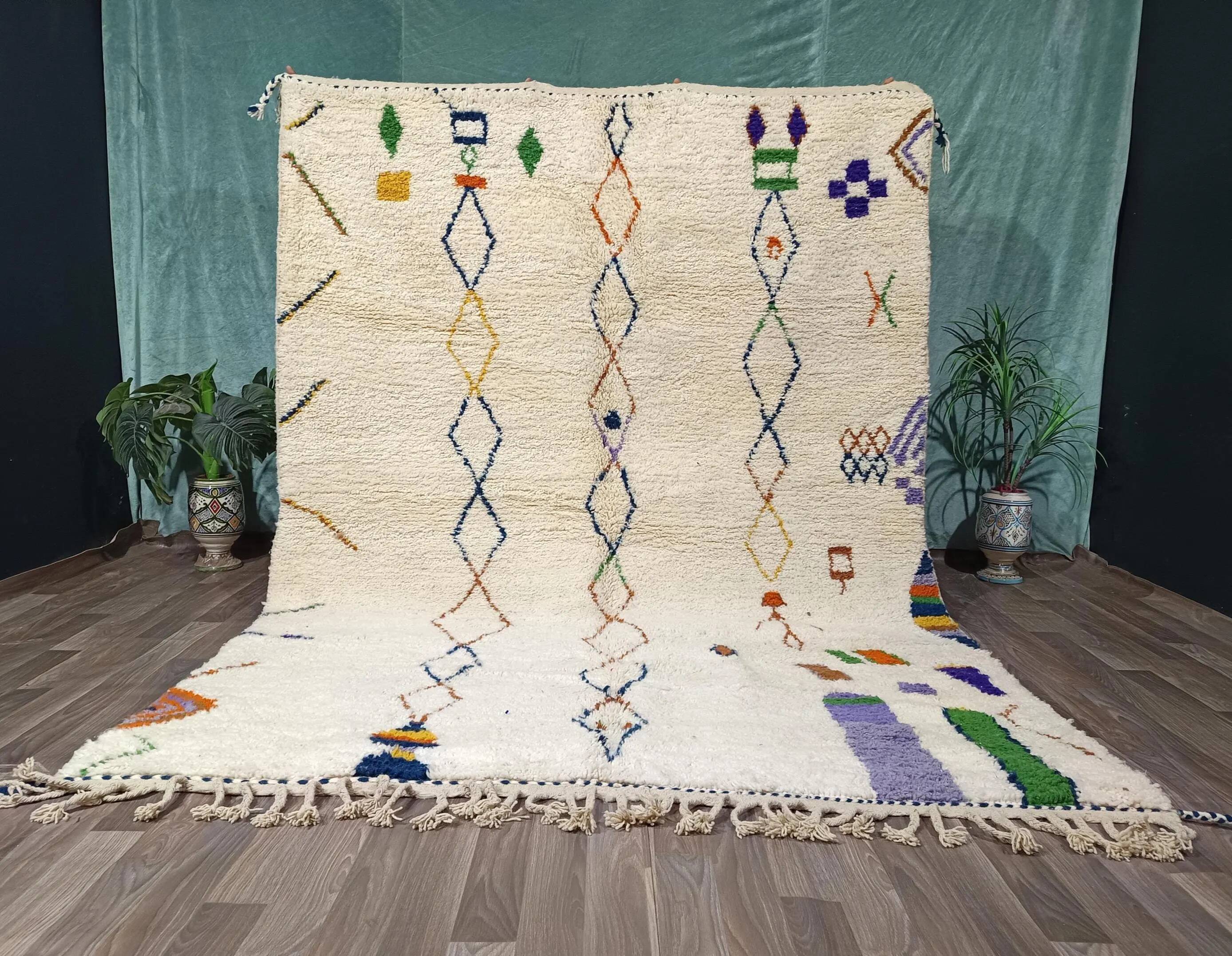 Handmade wool rug Morocco 3 x 2 m