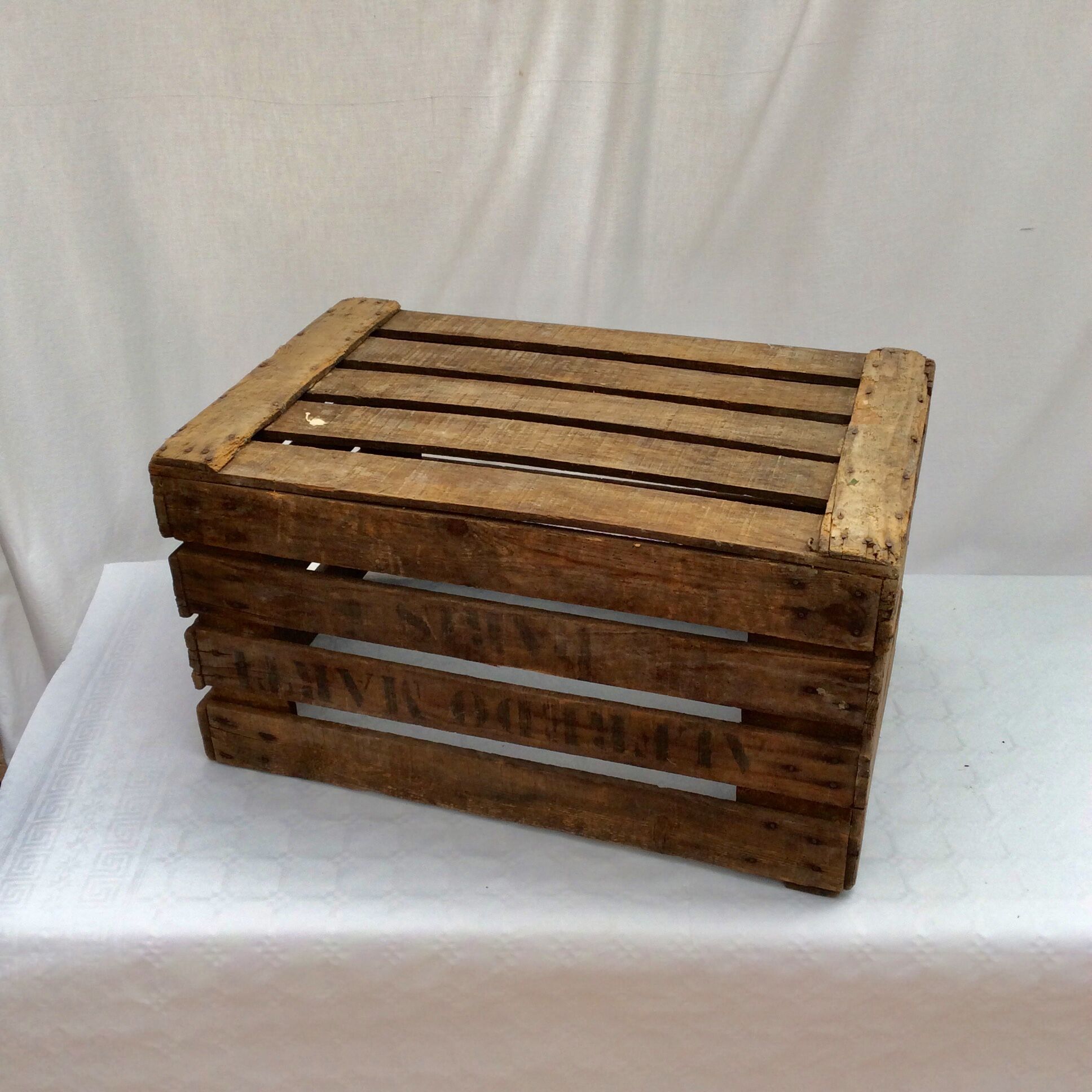 Old wooden box stamped dimension: height -33cm- width -61 cm- Pr-33cm-