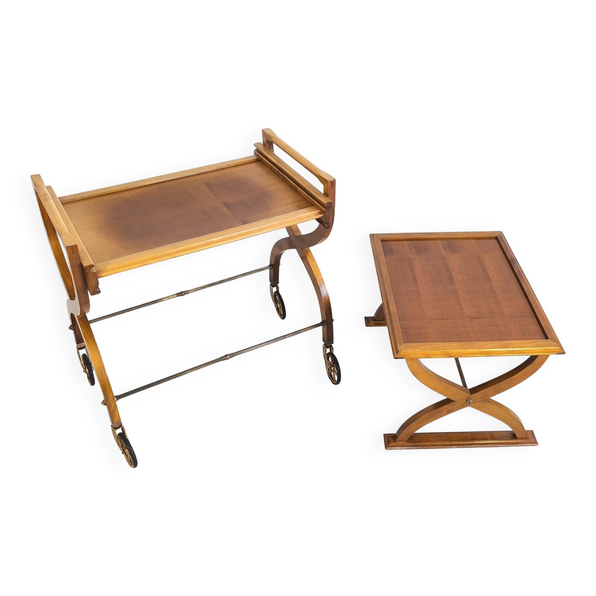 Beautiful pair of vintage teak tables – Serving table - Benoit-Guyot Lyon