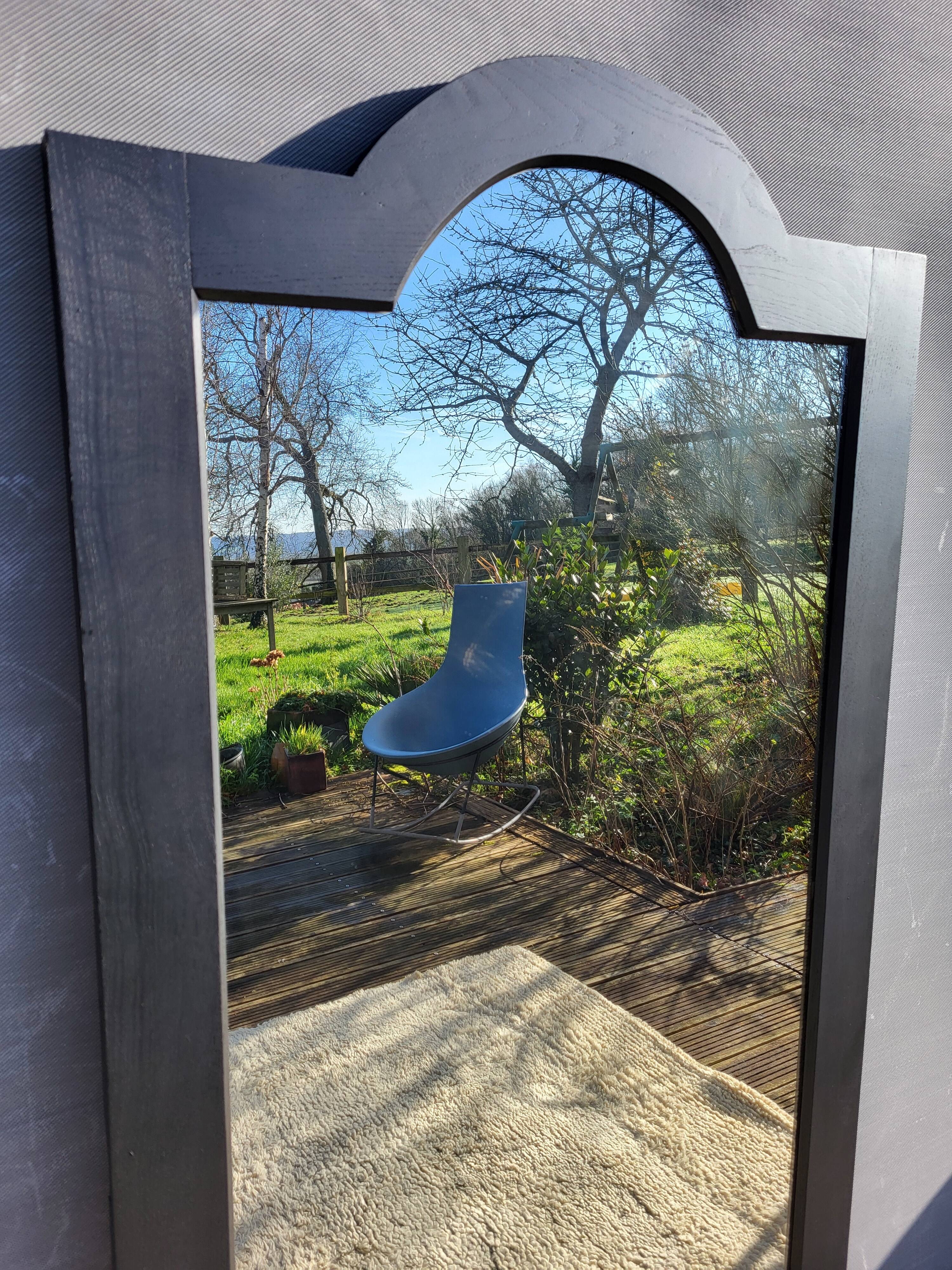 Ancien Miroir noir chapeau de gendarme