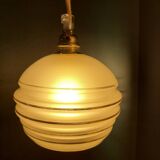 Frosted glass lamp with golden trims