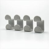 Ensemble de quatre crochets Gedy vintage en blanc, Italie, années 1970