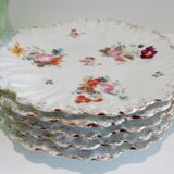 Set of 5 small flowered plates in Limoges porcelain
