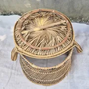 Vintage woven rattan/basket barrel chair