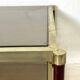 Vintage 1970s gold metal and smoked glass coffee table.