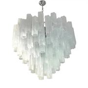 Large Venetian White Alabastro Tronchi Murano Glass Chandelier by Simoeng