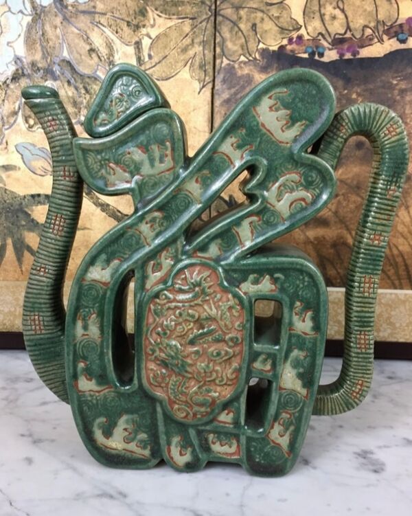 Vase à alcool, porcelaine, style kangxi, famille verte, vers 1900