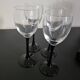 Set of 4 vintage wine glasses model "Domino" – Luminarc (Black stem)