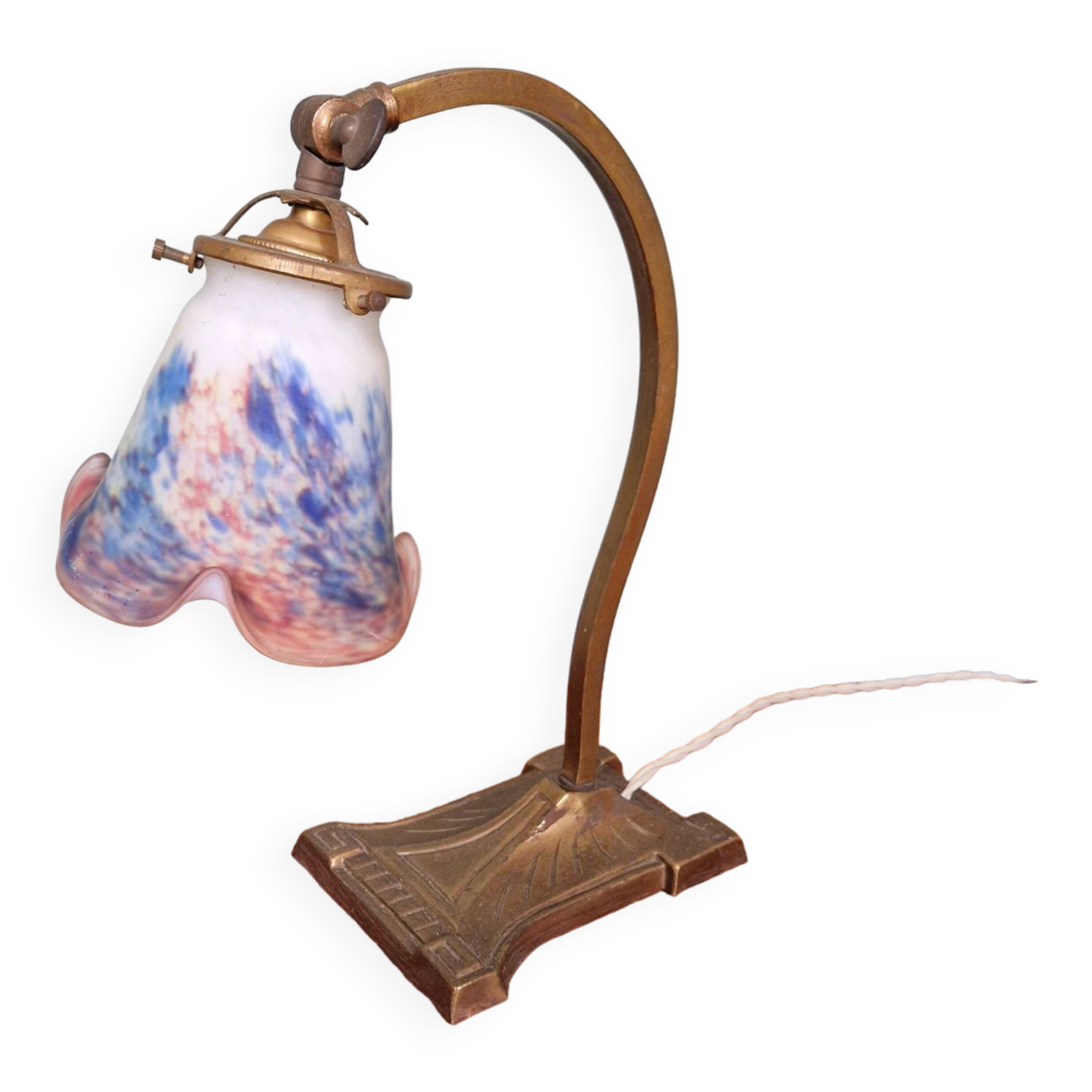 Art Deco desk lamp, signed Le verre Français, 1920s-30s
