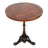 Table de bistrot ronde avec plateau en bois et pieds en fonte