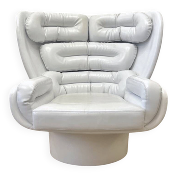 vintage Elda armchair by Joe Colombo in white leather