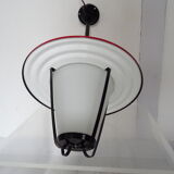Hanging metal lantern and opaline 60s