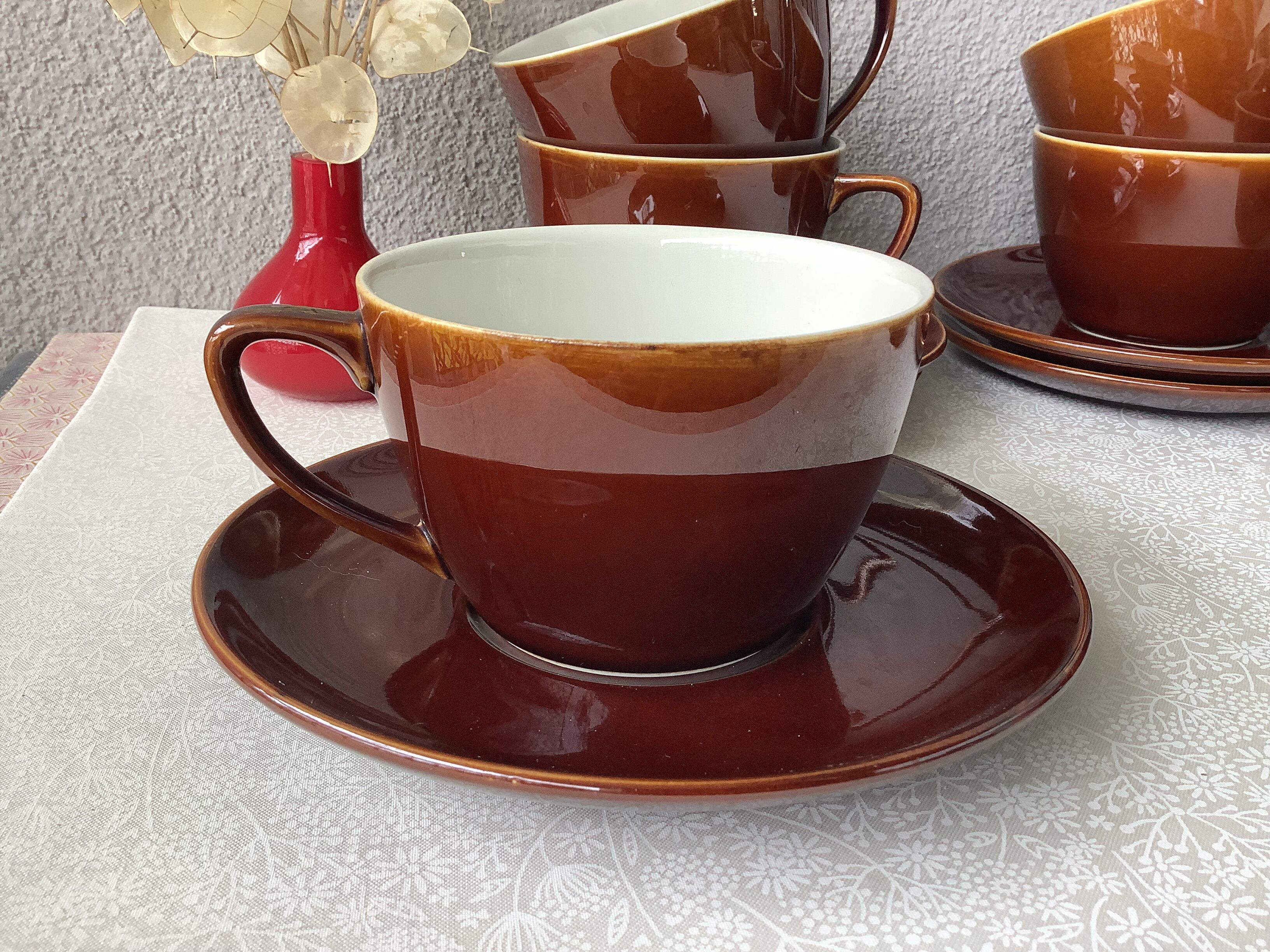Lot De 4 Tasses à Café Et Soucoupes Villeroy & Boch Luxembourg - Porcelaine Blanche - Occasion