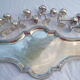 SERVICE A LIQUEUR /VERRINES IN MET. ARGENTE 11 VERRES HIS PLATEAU decoration godrons