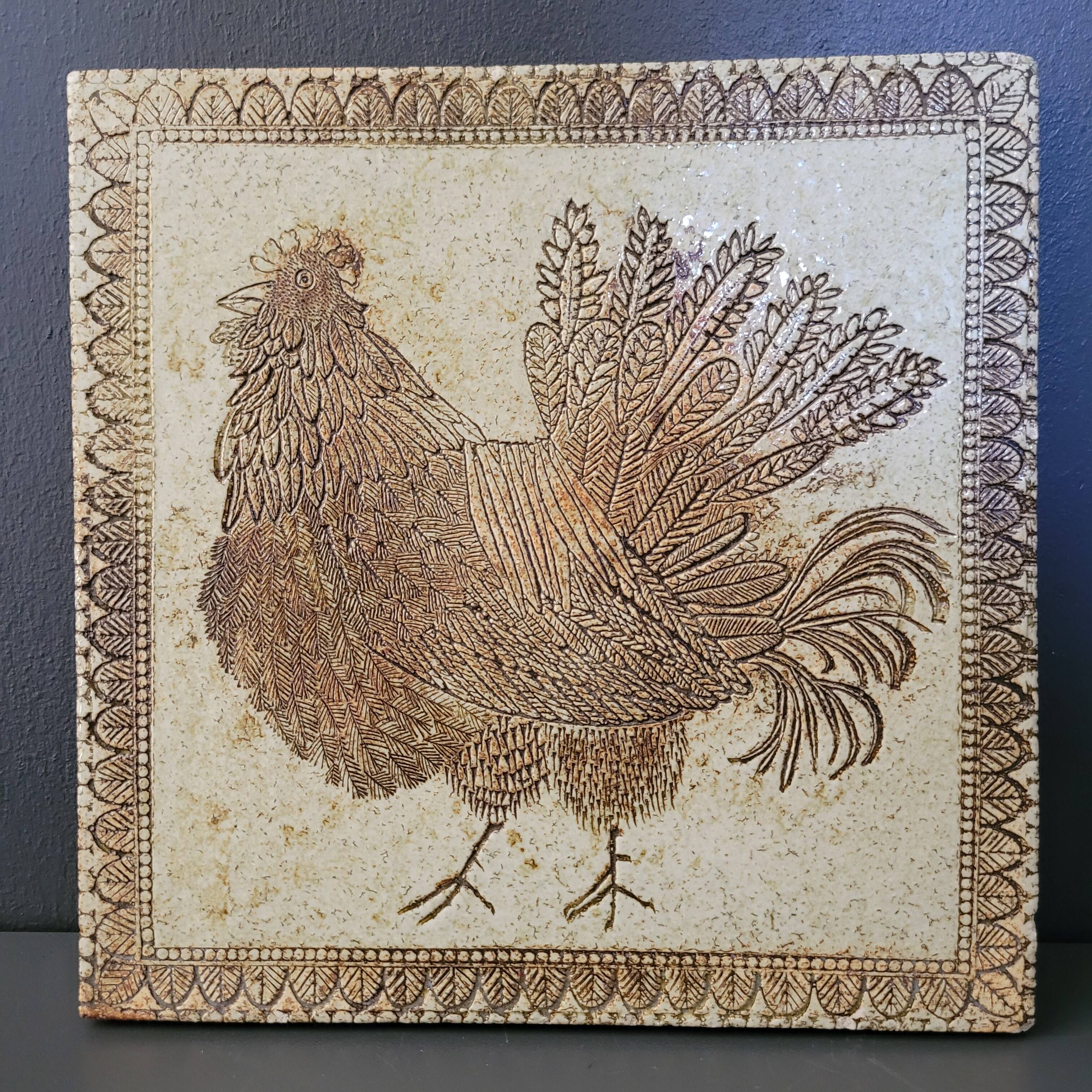 Roger Capron ceramic tile with rooster
