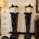 Important pair of Art Deco columns in black marble