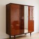 Large vintage 1950s wardrobe in formica and mirror.